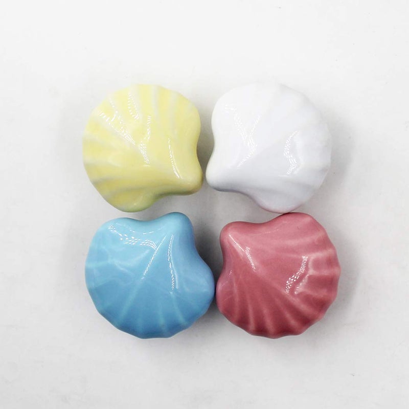 Flomore Pink Drawer Knob Ceramic Cabinet Knobs Kids Room Handle Pull Shell Shape for Dresser Drawers (Pack of 8 Screws Included) - Image 5